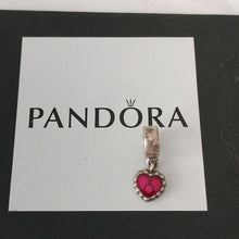 Load image into Gallery viewer, Pandora Sterling Silver Red Enamel Logo Dangling Heart Charm 790471