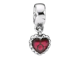 Load image into Gallery viewer, Pandora Sterling Silver Red Enamel Logo Dangling Heart Charm 790471