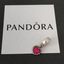 Load image into Gallery viewer, Pandora Sterling Silver Red Enamel Logo Dangling Heart Charm 790471