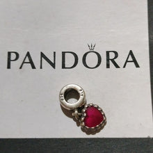 Load image into Gallery viewer, Pandora Sterling Silver Red Enamel Logo Dangling Heart Charm 790471