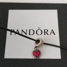 Load image into Gallery viewer, Pandora Sterling Silver Red Enamel Logo Dangling Heart Charm 790471
