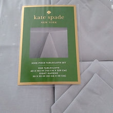Load image into Gallery viewer, Kate Spade Soft Silver Gray Larabee Dot Tablecloth + 8 Napkins, 9pc Set
