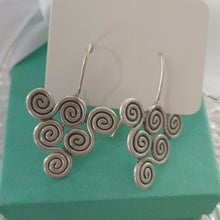 Load image into Gallery viewer, Artisan Made Sterling Silver Swirly Triangle Drop Earrings