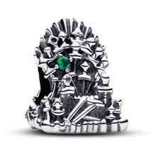 Load image into Gallery viewer, Pandora Sterling Silver GoT HBO Iron Throne Charm w/Green Crystal - 792965c01