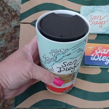 Load image into Gallery viewer, Starbucks San Diego Porcelain Travel Mug+ Zippered Wave Pouch + Blank Gift Card