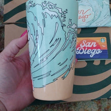Load image into Gallery viewer, Starbucks San Diego Porcelain Travel Mug+ Zippered Wave Pouch + Blank Gift Card