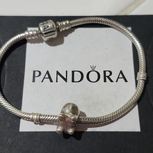 Load image into Gallery viewer, Pandora 7.0" Snake Chain Bracelet & Spot the Bulldog Charm 790258