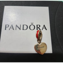Load image into Gallery viewer, Pandora Retired Sterling Silver Spain Heart Flag Travel Dangle with Yellow and Red Enamel - 791550ENMX