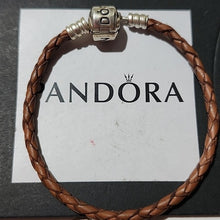 Load image into Gallery viewer, Pandora Single Brown Braided Leather Bracelet 7.5"