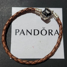 Load image into Gallery viewer, Pandora Single Brown Braided Leather Bracelet 7.5"