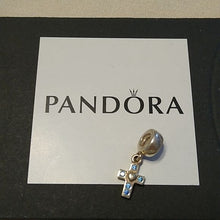 Load image into Gallery viewer, Pandora Retired Sterling Silver Cross Dangle with Blue Zirconia - 790355CZB