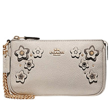 Load image into Gallery viewer, Coach F73443 Pebbled Leather Floral Applique Large Wristlet, IM/Chalk