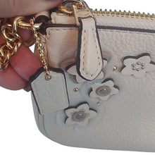 Load image into Gallery viewer, Coach F73443 Pebbled Leather Floral Applique Large Wristlet, IM/Chalk
