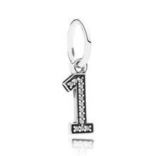 Load image into Gallery viewer, Pandora Sterling Silver Number 1 Clear Cubic Zirconia Charm - 791339CZ