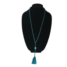 Load image into Gallery viewer, Howlite & Garnets Tasseled Y Necklace, Turquoise Blue
