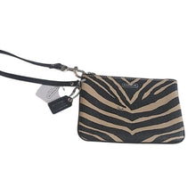 Load image into Gallery viewer, Coach F51099 Zebra Print Small Wristlet, SV/Black