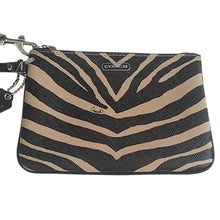 Load image into Gallery viewer, Coach F51099 Zebra Print Small Wristlet, SV/Black