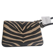 Load image into Gallery viewer, Coach F51099 Zebra Print Small Wristlet, SV/Black