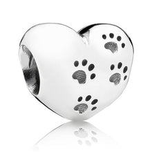 Load image into Gallery viewer, Pandora Sterling Silver My Sweet Pet Heart Bead with Animal Paw Prints -791262
