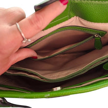 Load image into Gallery viewer, Dana Buchman Green Bella Tote with OOAK Peacock Bird Artwork