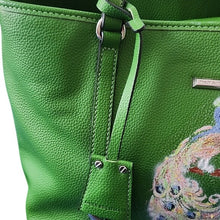 Load image into Gallery viewer, Dana Buchman Green Bella Tote with OOAK Peacock Bird Artwork