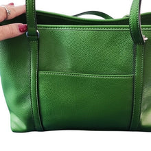 Load image into Gallery viewer, Dana Buchman Green Bella Tote with OOAK Peacock Bird Artwork
