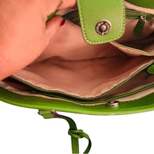 Load image into Gallery viewer, Dana Buchman Green Bella Tote with OOAK Peacock Bird Artwork