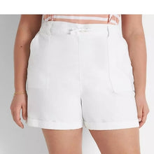 Load image into Gallery viewer, Lane Bryant Rolled Hem Drawstring Shorts, White, 22/24