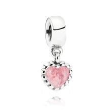 Load image into Gallery viewer, Pandora Sterling Silver Young Love Heart Dangle w/ Pink Enamel Charm -790471en28