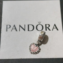 Load image into Gallery viewer, Pandora Sterling Silver Young Love Heart Dangle w/ Pink Enamel Charm -790471en28