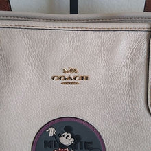 Load image into Gallery viewer, Coach x Disney 38691 City Zip Tote in Pebbled Leather, Minnie Mouse Patch, Chalk