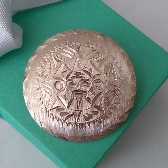 Vintage Mayan Sun Calendar Mexican Brooch Pendant Sterling Silver …