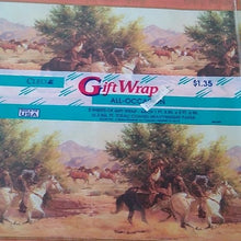 Load image into Gallery viewer, Vintage CLEO Men's Cowboy Horses Western Gift Wrap 2 packages 4 sheets
