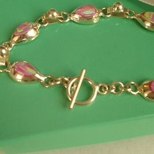 Load image into Gallery viewer, Pink Fire Opal + Sterling Silver Chain Bracelet Mexico, 8&quot;
