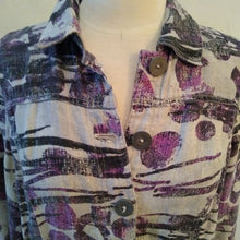 Load image into Gallery viewer, Chico's Women's Linen Jacket in Grey, Silver, Plum, Black, Size 1