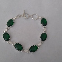 Load image into Gallery viewer, Green Tourmaline + Sterling Silver Chain Toggle Bracelet, up to 8"