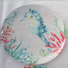 Load image into Gallery viewer, Melamine Sea Life Salad Plates: Starfish, Seahorse, Blue Crab, Sea Turtle, Set 4