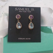 Load image into Gallery viewer, Samuel B Benham Sterling Silver 925 w/ Amethyst + Blue Topaz Dangle Earrings