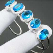 Load image into Gallery viewer, Blue Topaz+ Sterling Silver 925 Bangle Bracelet