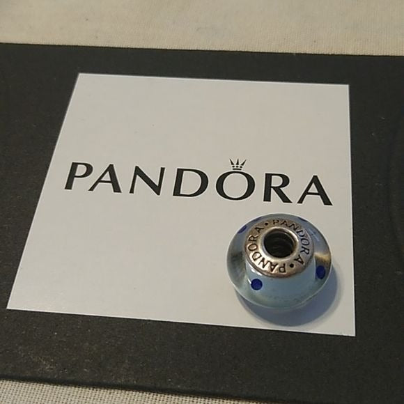 Pandora Murano Blue Polka Dots Charm 790610 Sterling Silver 925 ALE