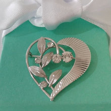 Load image into Gallery viewer, Signed Vintage Van Dell Sterling Silver Openwork Heart with Rhinestones