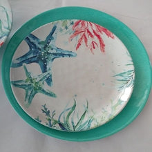 Load image into Gallery viewer, Melamine Sea Life Starfish Salad Plate, Turquoise Dinner Plate and matchin…