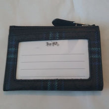 Load image into Gallery viewer, Coach Mini Skinny ID Case in Signature Canvas w/ Shirting Plaid Print, SV/Navy