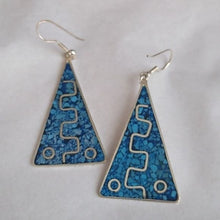 Load image into Gallery viewer, Alpaca Silver Crushed Stone Triangle Earrings