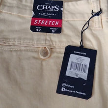 Load image into Gallery viewer, Chaps Men’s Flat Front Stretch Shorts 100% Cotton Washed Twill Chino, Yellow, 42