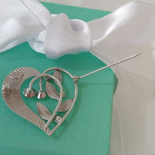 Load image into Gallery viewer, Signed Vintage Van Dell Sterling Silver Openwork Heart with Rhinestones