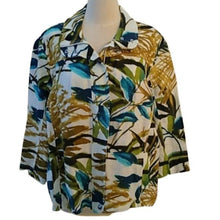 Load image into Gallery viewer, Chico's Women's Multicolor Linen Jacket w/ 3/4 sleeves + dual collar, Size 3