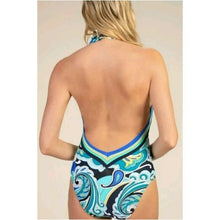 Load image into Gallery viewer, Trina Turk Ipanema Plunge Tropical Halter One Piece Swimsuit, size 14