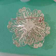Load image into Gallery viewer, Vintage Sterling Silver Floral Flower Filigree Brooch Pin