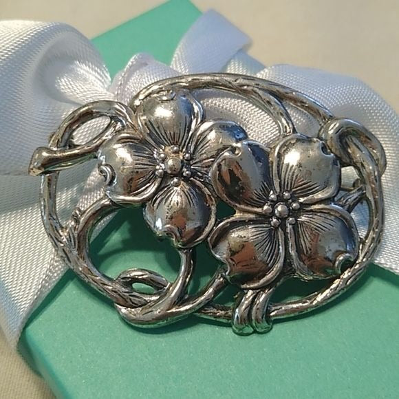 Vintage Danecraft Dogwood Flower Brooch Sterling Silver